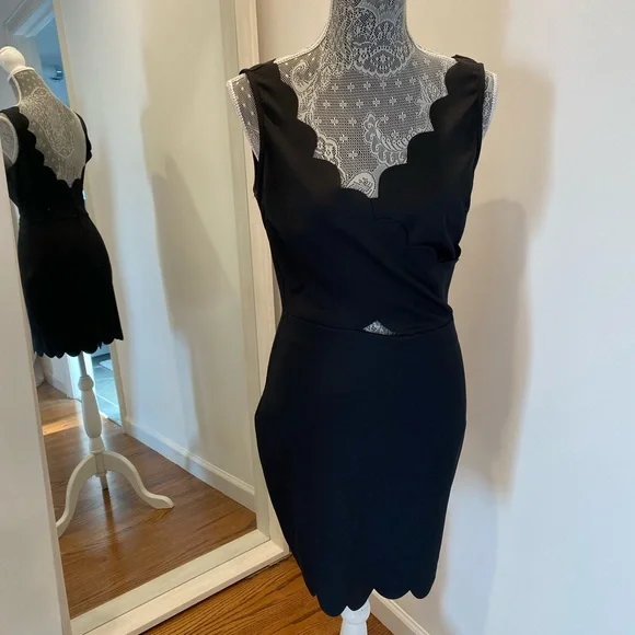 Scalloped Black Dress - Picture 1 of 5